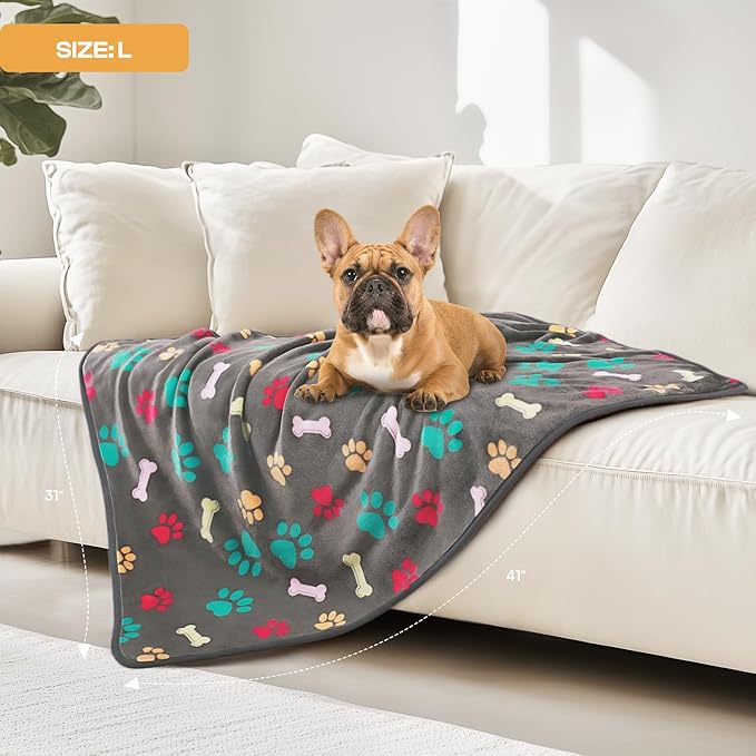 Luciphia 1 Pack 3 Blankets Fluffy Premium Fleece Pet Blanket Flannel Paw - Image 7