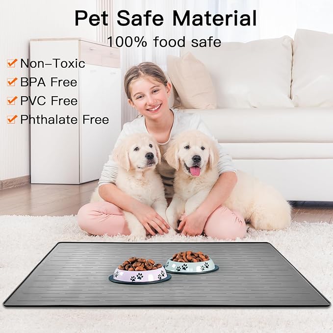 39.4"x29.5" Large Pet Food Mat, Silicone Dog Mats - Image 7