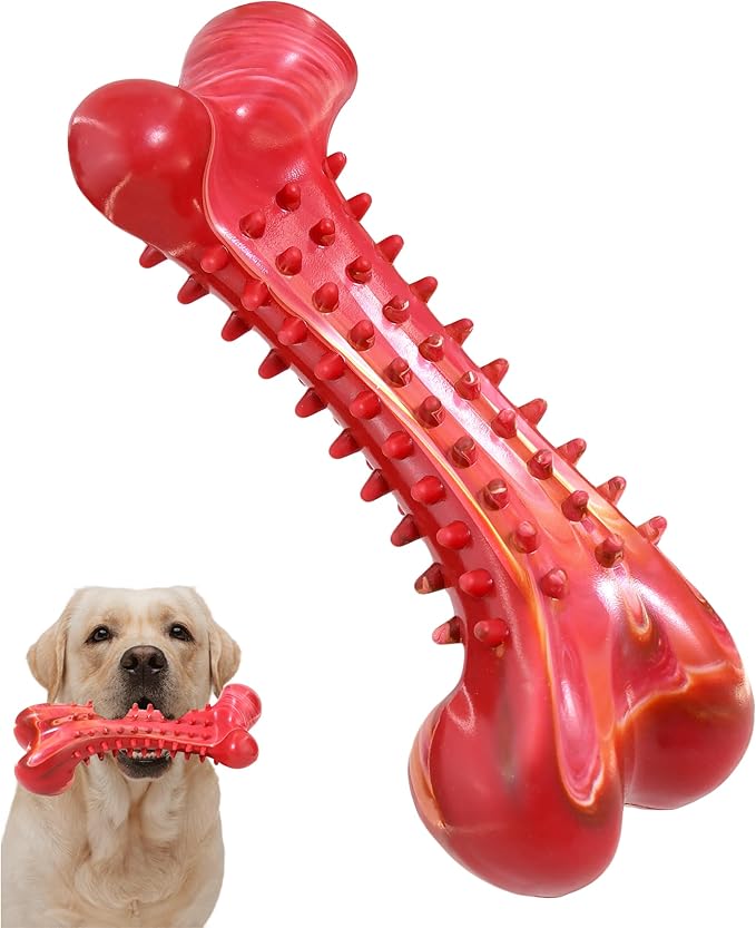 Dog Chew Toy for Aggressive Chewers, Tough Natural Rubber Bone by IPTPAS