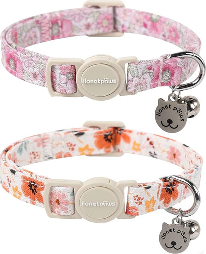 Lionet Paws 2pcs Pack Cotton Cat Collar, Breakaway Buckle by lionetpaws