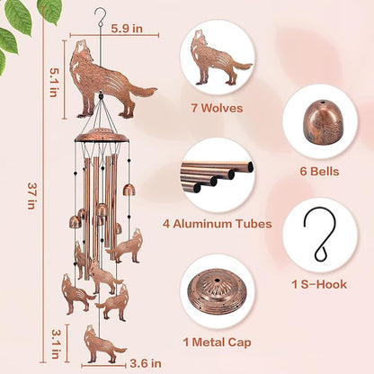 Wolf Wind Chimes for Outside, Wolf Gifts for Women/Men/Sympathy Gift/Memorial - Image 3