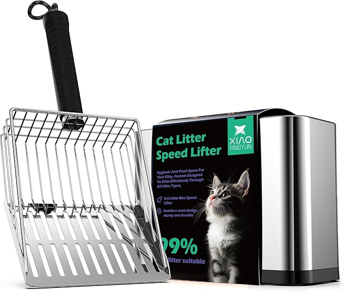 XIAOXINGYUN Stainless Steel Cat Litter Scoop, Metal Cat Litter Scooper by XIAOXINGYUN