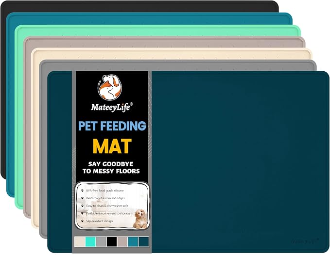 MateeyLife Dog & Cat Food Mat, Waterproof & Nonslip Silicone Feeding Mats by MateeyLife