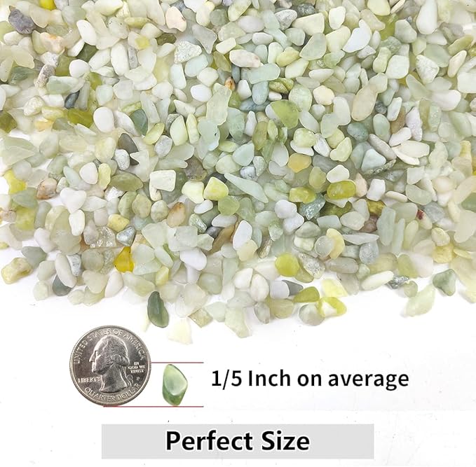 5LB Succulent and Cactus Pebbles, 1/5 Inch Jade Natural Decorative Polished - Image 4