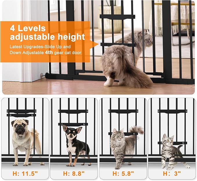 FURTIME 29"-41" Baby Gate with Cat Door Adjustable, Auto Close Dog Gate - Image 2