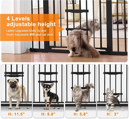 FURTIME 29"-41" Baby Gate with Cat Door Adjustable, Auto Close Dog Gate - Image 2
