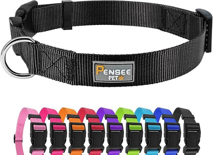 Dog Collar Black Basic Adjustable Dog Collars by Penseepet