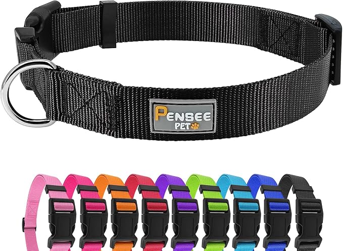 Dog Collar Black Basic Adjustable Dog Collars by Penseepet