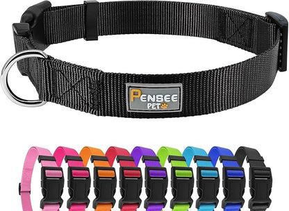 Dog Collar Black Basic Adjustable Dog Collars by Penseepet