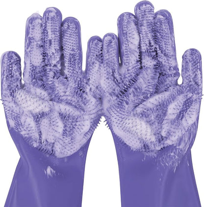 Pecute Pet Grooming Gloves, Heat Resistant, Silicone Bathing and Massaging by pecute