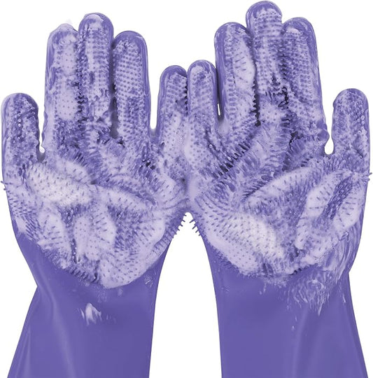Pecute Pet Grooming Gloves, Heat Resistant, Silicone Bathing and Massaging by pecute