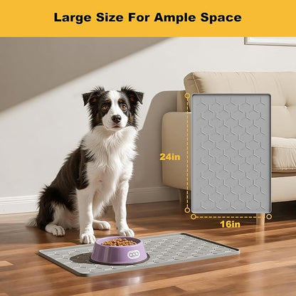 Pieviev 24''x16'' Dog Cat Food Bowl Mat, Silicone Waterproof Food Grade Pet - Image 5