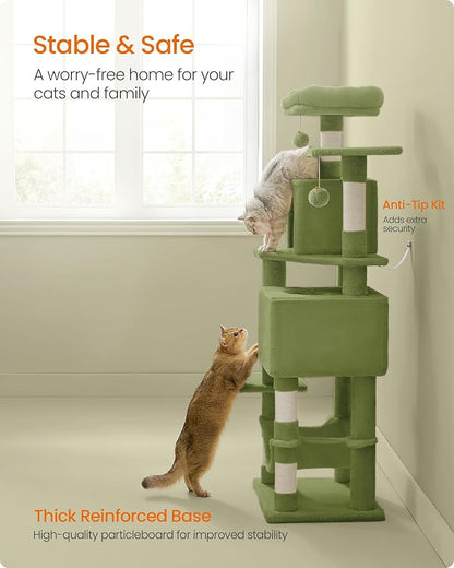 Feandrea Cat Tree, 59.5-Inch Tall Cat Tower, Plush Multi-Level Condo - Image 6