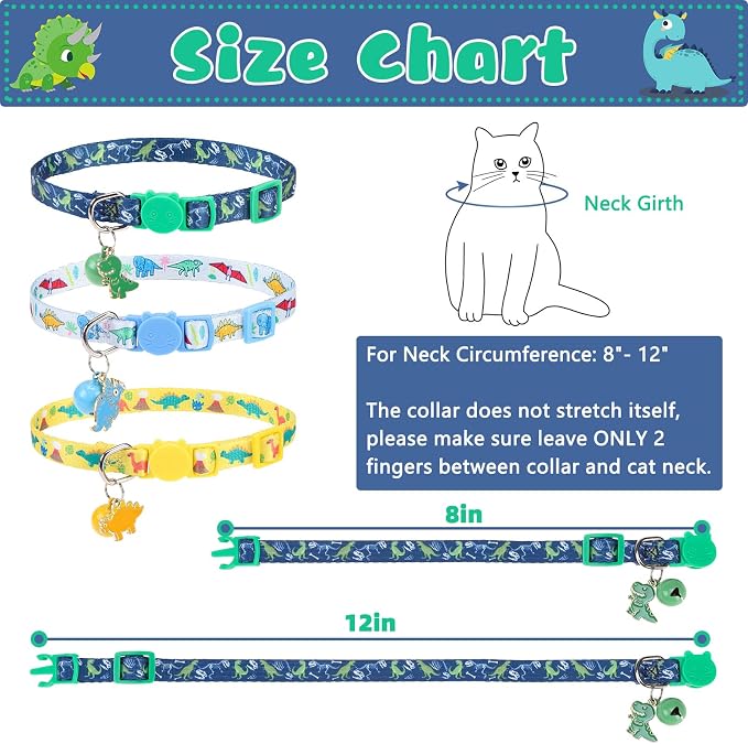 Breakaway Cat Collars with Bell & Cute Pendants, 3 Pack Safety Buckle Kitten - Image 5