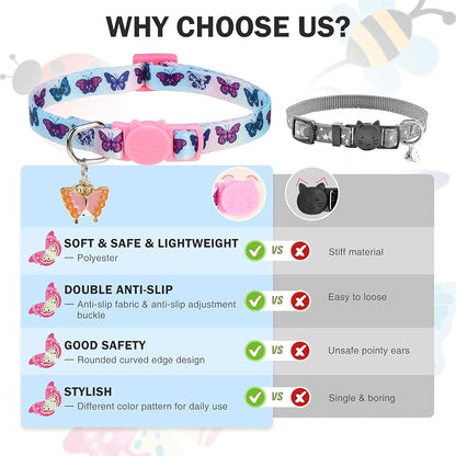 Cat Collar Breakaway with Bells, 3 Pack Spring Flower Cat Collars - Image 7