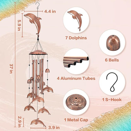 Dolphin Wind Chimes for Outside, Dolphin Gifts for Women/Men/Sympathy - Image 3
