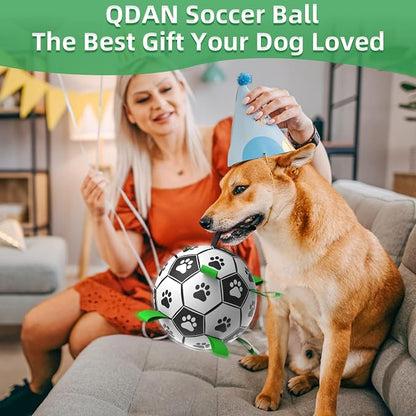 QDAN Dog Soccer Balls Toy with Bell Inside, Outdoor Interactive Dog Toys - Image 2