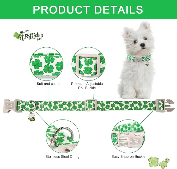Unique style paws St. Patrick's Dog Collar Plastic Buckle Puppy Collar - Image 2