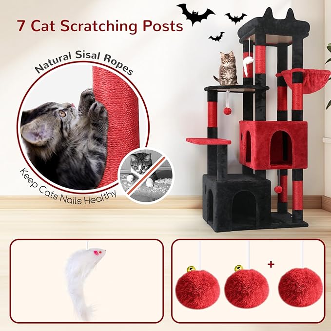 Globlazer Gothic Cat Tower for Indoor Cats, Heavy Duty Goth Cat Trees for Large - Image 5