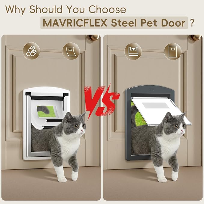 MAVRICFLEX Cat Door for Door, All-Stainless Steel Frame Cat Door - Image 5