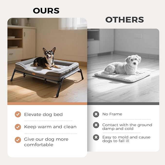 Lekereise Raised Dog Bed for Small Dog 32x25 Inch, Comfortable Orthopedic Pet - Image 4