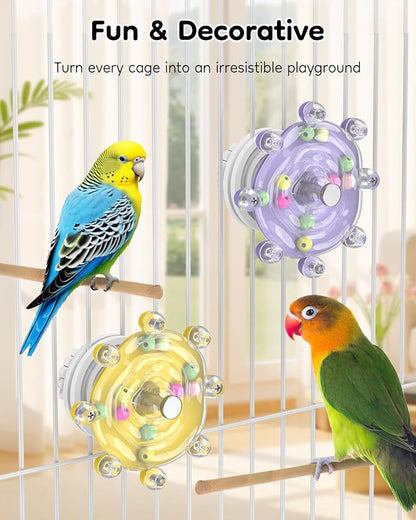 Pawfly 2 Pcs Bird Toys for Parakeets, Colorful Spinning Wheel Chew Toys - Image 7