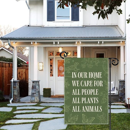 In Our Home We Care for All People Plants Animals Garden Flag, Double Sided - Image 5
