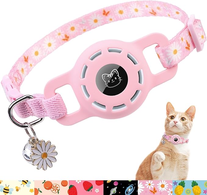 BINGPET AirTag Cat Collar with Bells, Upgraded Safety Elastic Collar with by BINGPET