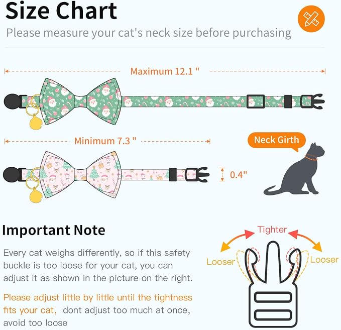 2 Pack Christmas Cotton Cat Collar - Image 2