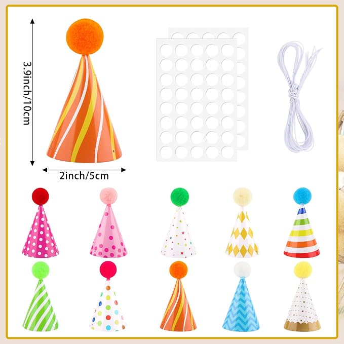 10 PCS Colorful Mini Party Hats - Image 2