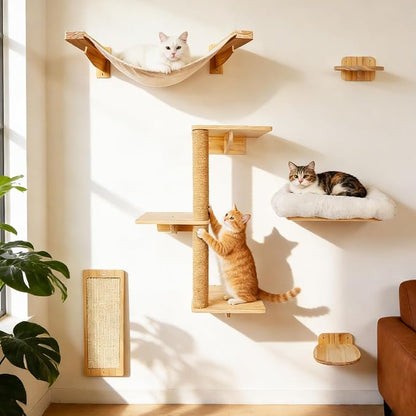 6in1 Cat Wall Shelves Climbing Systems, Large Cat Furniture Shelf Set Wall by Unknown