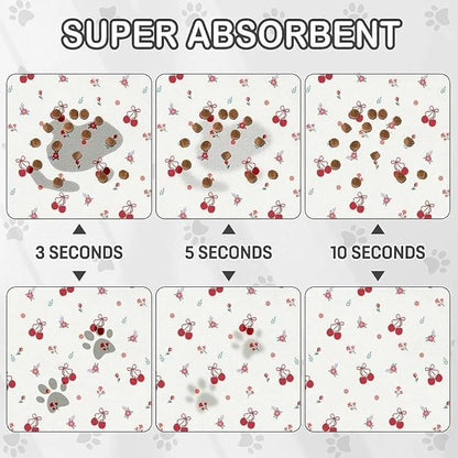 Dog Food Mat for Pet Cat Food Mat, Cherry Absorbent Quick Dry Dog Bowl Mats for - Image 3
