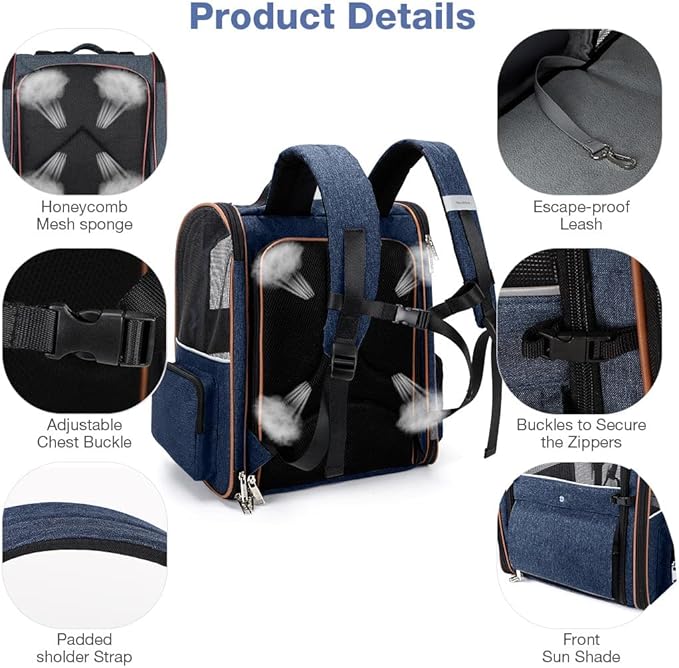 Lekebobor Large Cat Backpack Carrier Expandable Pet Carrier Backpack - Image 4