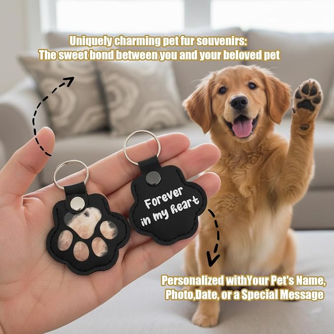 Personalized Dog Hair Keychain Pet Fur Keepsake Pet Memorial Cute Storage - Image 4