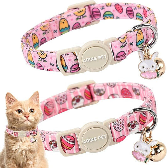 ARING PET 2 Pack Easter Cat Collars-Cute Easter Eggs Cat Collar Breakaway by ARINGPET