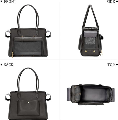 Fashion Pet Carrier Purse for Small Cat and Dog, Luxury Pu Soft-Sided Tote Bag - Image 3