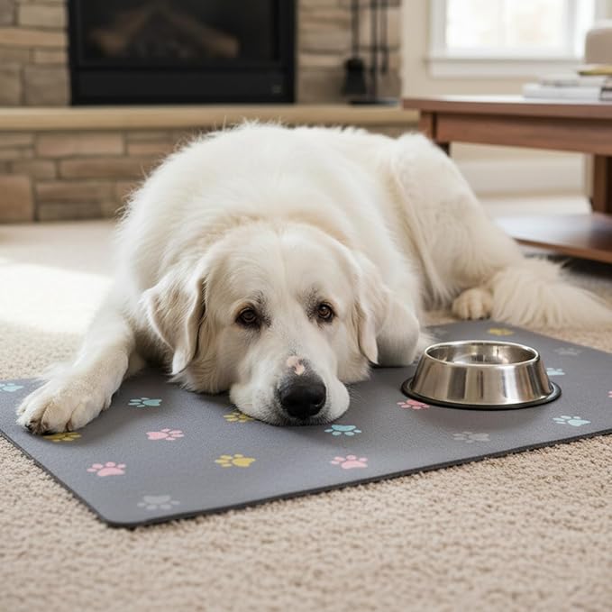 Cat Food Mat Absorbent Dog Mat for Food and Water Non Slip Quick Dry Dog Bowl - Image 2