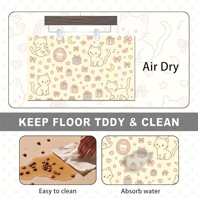 Cute Cat Pet Feeding Mat Adorable Kitten Food Placemat - Image 6