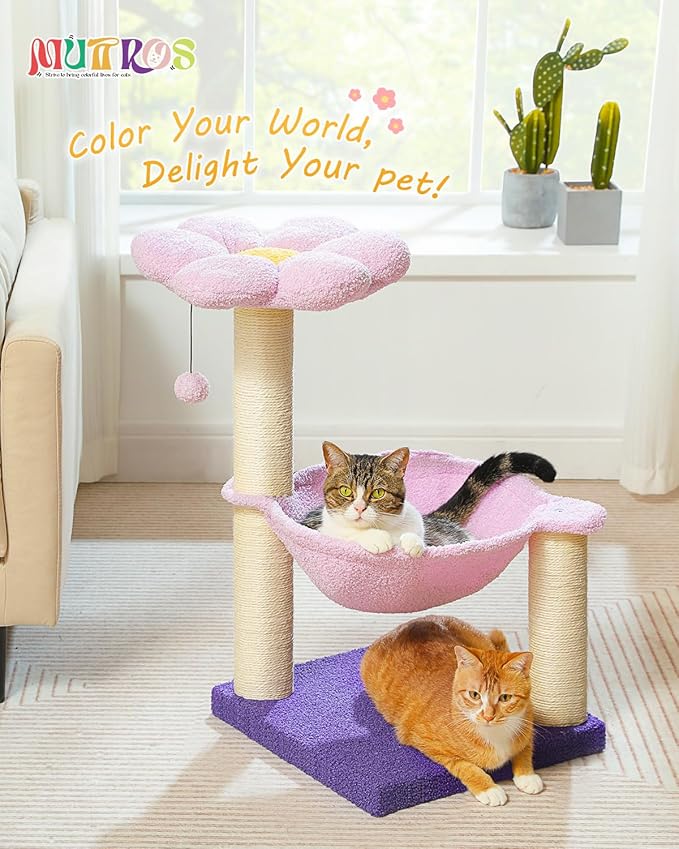 Flower Cat Scratching Post, Replaceable Toy Ball - Image 2