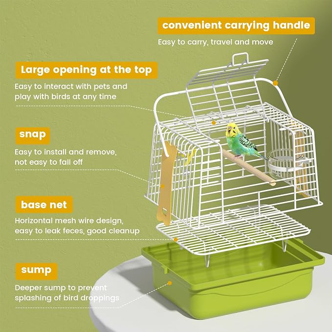 Small Bird cage, Travel Cage for Birds and Small Animals, Parakeet cage - Image 4