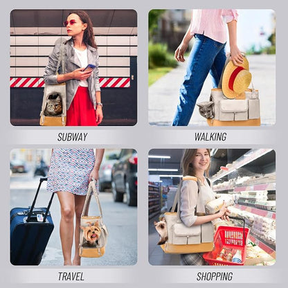Dog Carrier, Cat Carrier, Pet Carrier, Foldable Waterproof Premium PU Leather - Image 2