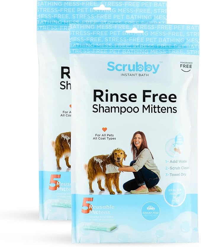 No Rinse Pet Wipes | Rinse Free Shampoo Mittens | Dogs & Cats | Bath Wipes by Unknown