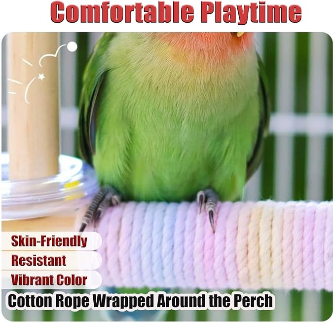 Bird Swing for Cage, Rust Sound Interactive Hanging Bird Toy Perch, Wooden - Image 3