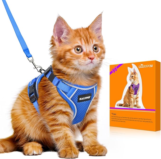 Halypet Cat Harness and Leash Set Escape Proof Adjustable Cat Leash Comfortable by DOMoreWithYourPet