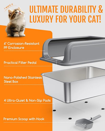 Stainless Steel Cat Litter Box, Metal Litter Box - Image 5