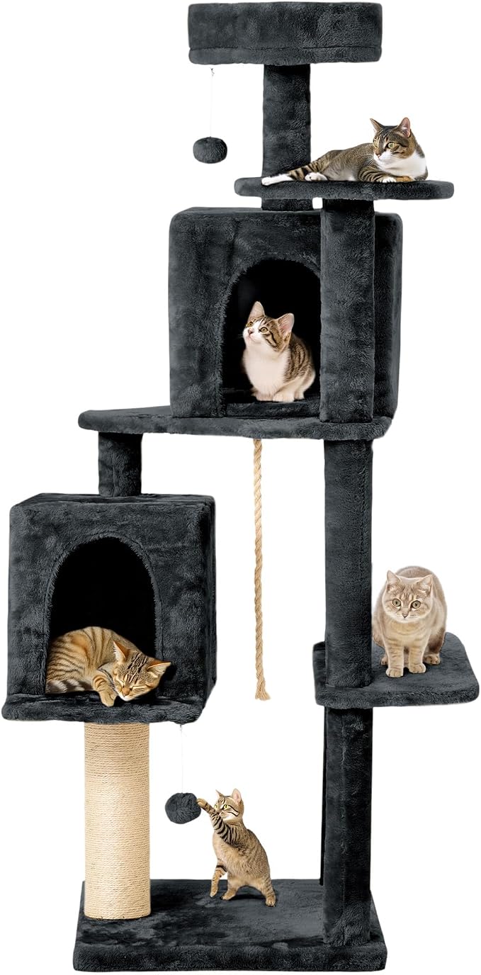 56-Inch Cat Tree for Large Cats, Sisal Scratching Posts & Hanging Toys by TSCOMON