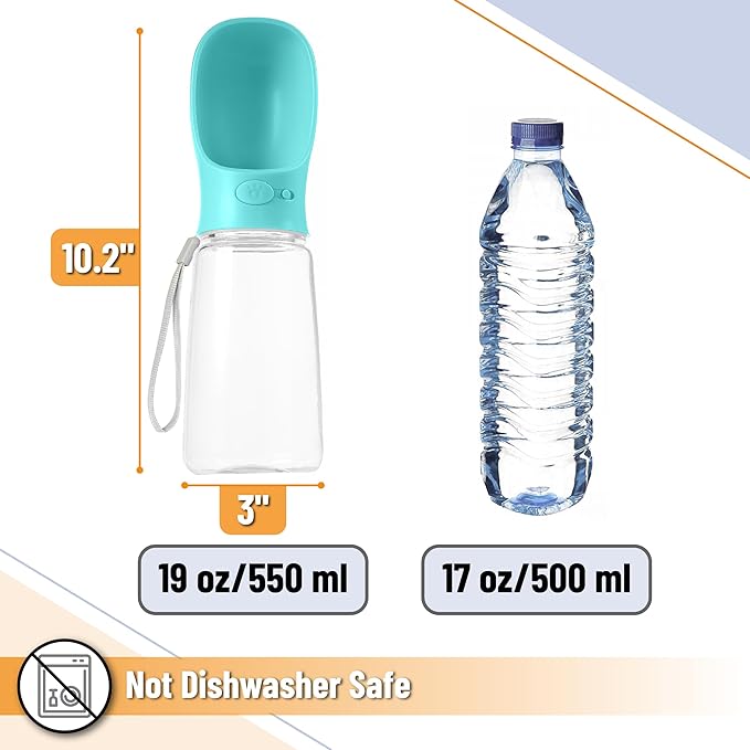 Mr. Pen- Dog Water Bottle, 19 oz, Aqua Blue, Portable Dog Water Bottle Dispenser - Image 3