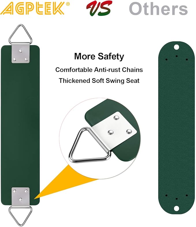 AGPTEK Swing Set, Seat with 66 Inch Anti-Rust Chains Thermoplastic Coated - Image 3
