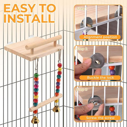 Natural Wood Bird Perch Swing - Image 5