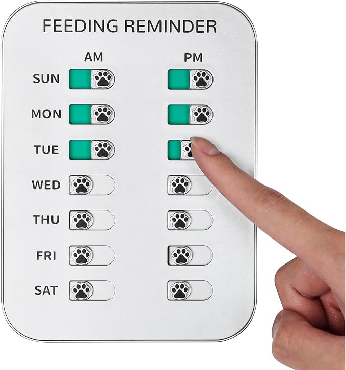Dog Feeding Reminder, Magnetic OR Double Sided Adhesive Application, AM/PM by YAUYIK